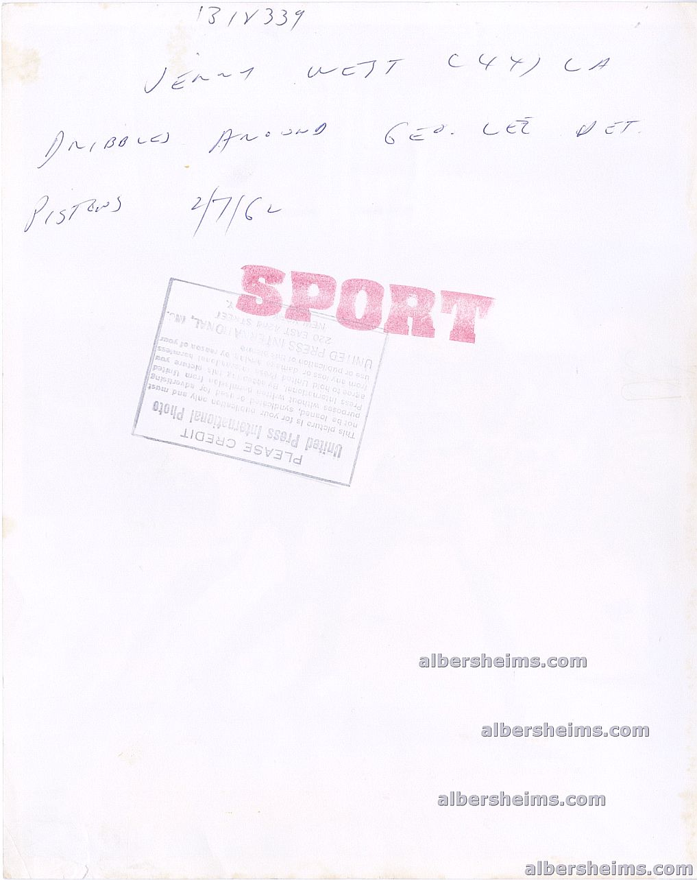 1962 Jerry West Dribbles Around Pistons All-Star Don Ohl Original TYPE I Photo