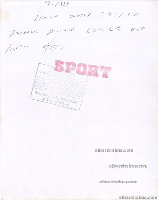 1962 Jerry West Dribbles Around Pistons All-Star Don Ohl Original TYPE I Photo