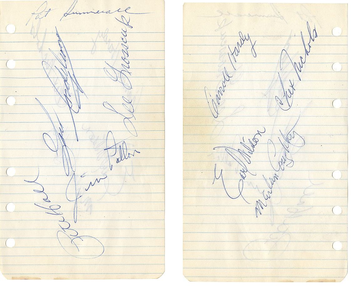 1960 New York Giants Football Team & Boston Red Sox Multi Signed AUTO album Page /w Jimmy Patton (D. 1972)
