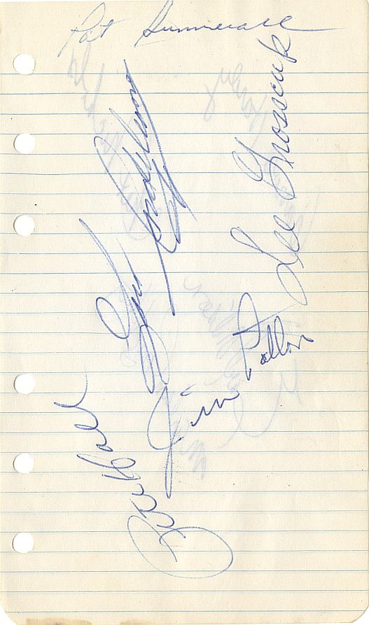 1960 New York Giants Football Team & Boston Red Sox Multi Signed AUTO album Page /w Jimmy Patton (D. 1972)