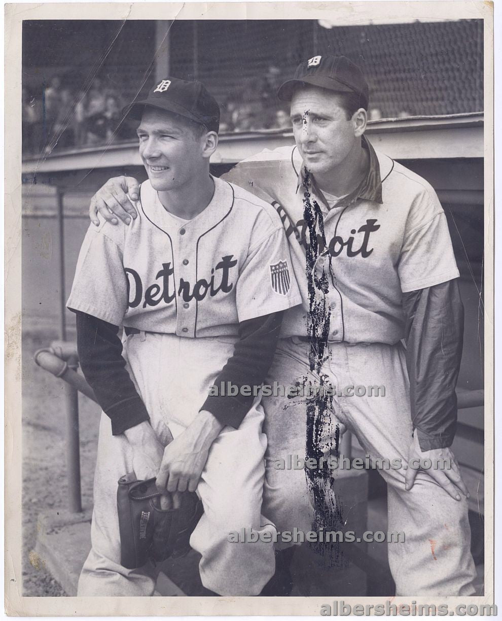1940s Detroit Tigers Hall of Famers Hank Greenberg & Hal Newhouser Original TYPE I Photo