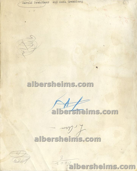 1940s Detroit Tigers Hall of Famers Hank Greenberg & Hal Newhouser Original TYPE I Photo