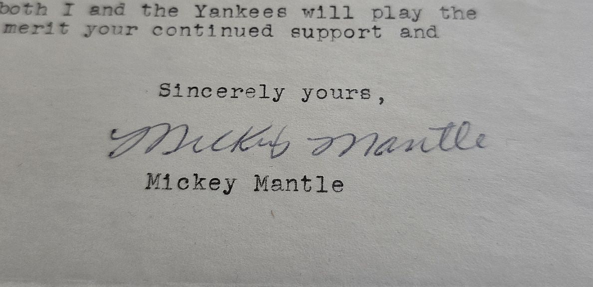 Mickey Mantle Typed Letter Signed AUTO from 1953 on Yankees Letterhead PSA/DNA LOA