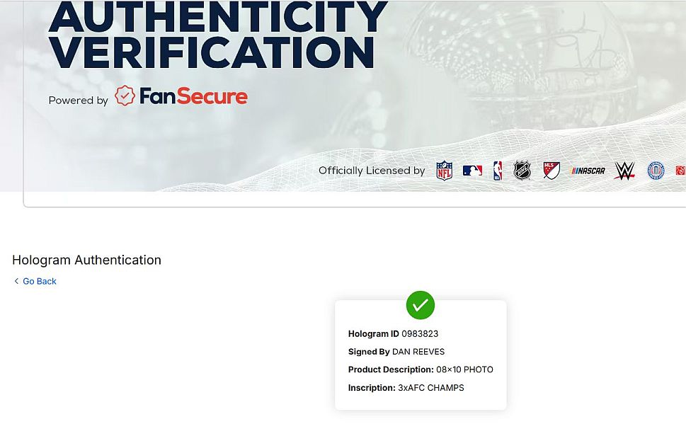 Dan Reeves Broncos Falcons Giants Head Coach Signed AUTO 8x10 Photo 3 X AFC inscrip. Fanatics HOLO