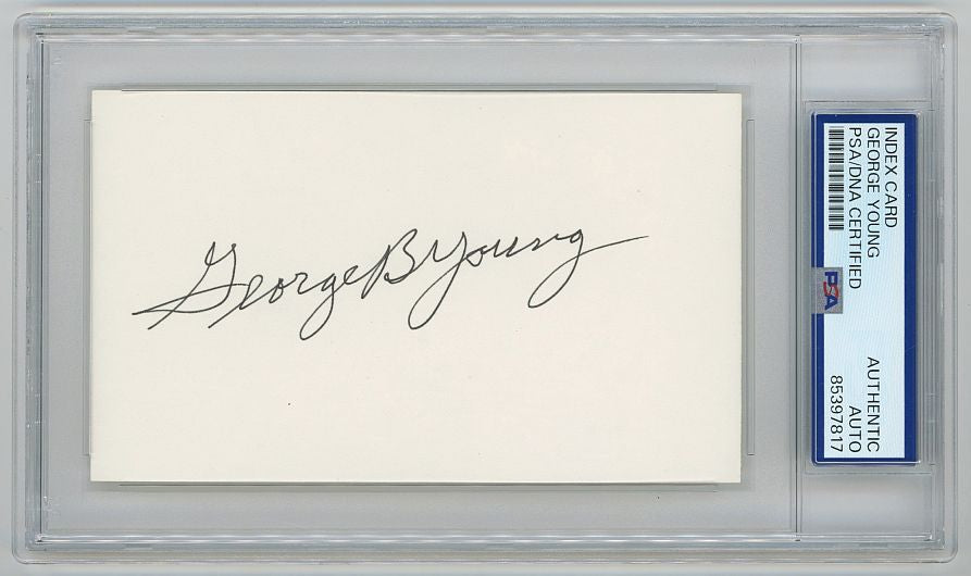 George Young Signed AUTO 3x5 Index Card NY GIANTS HOF PSA/DNA