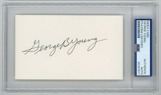 George Young Signed AUTO 3x5 Index Card NY GIANTS HOF PSA/DNA