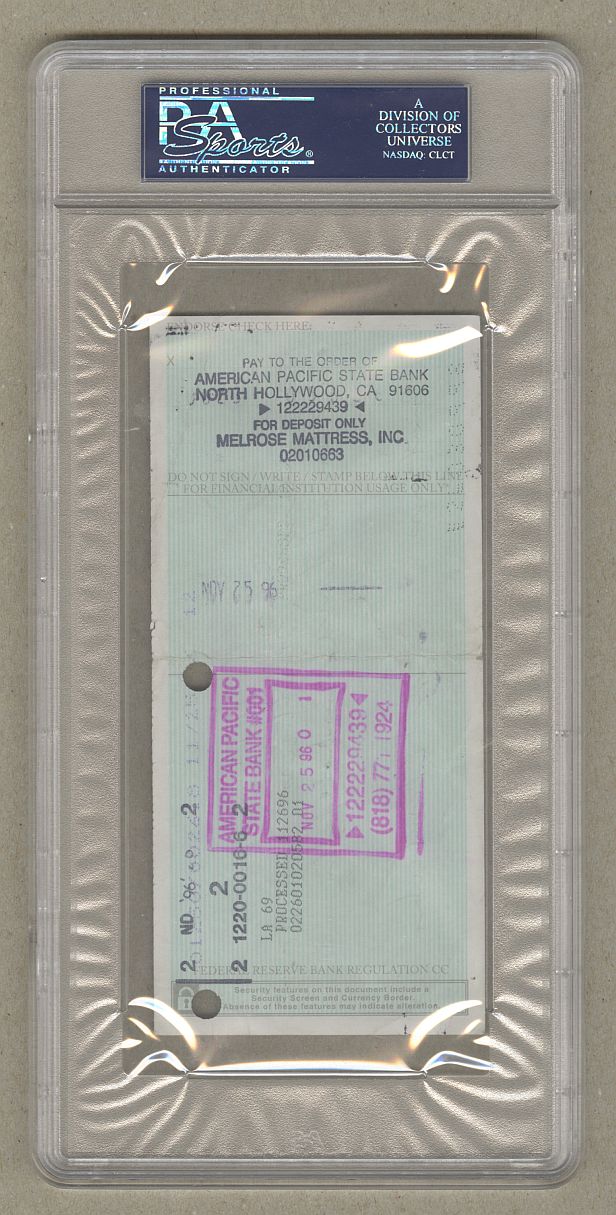 Wilt Chamberlain Signed AUTO check Buying a Mattress Basketball HOF PSA/DNA
