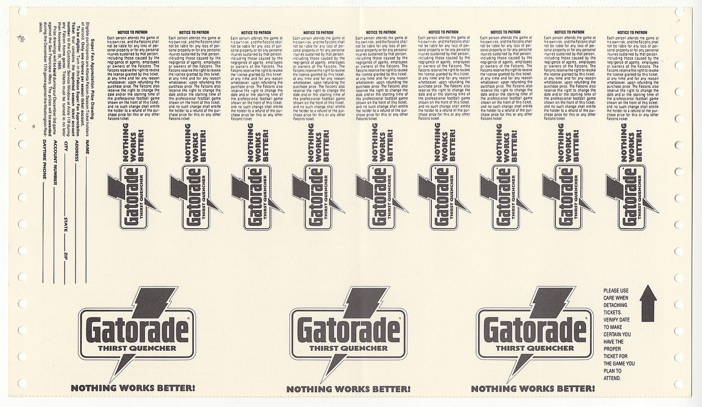 1989 Atlanta Falcons FULL Home Season Ticket Proof Sheet /w Deion Sanders NFL Debut - Troy Aikman 1st NFL TD