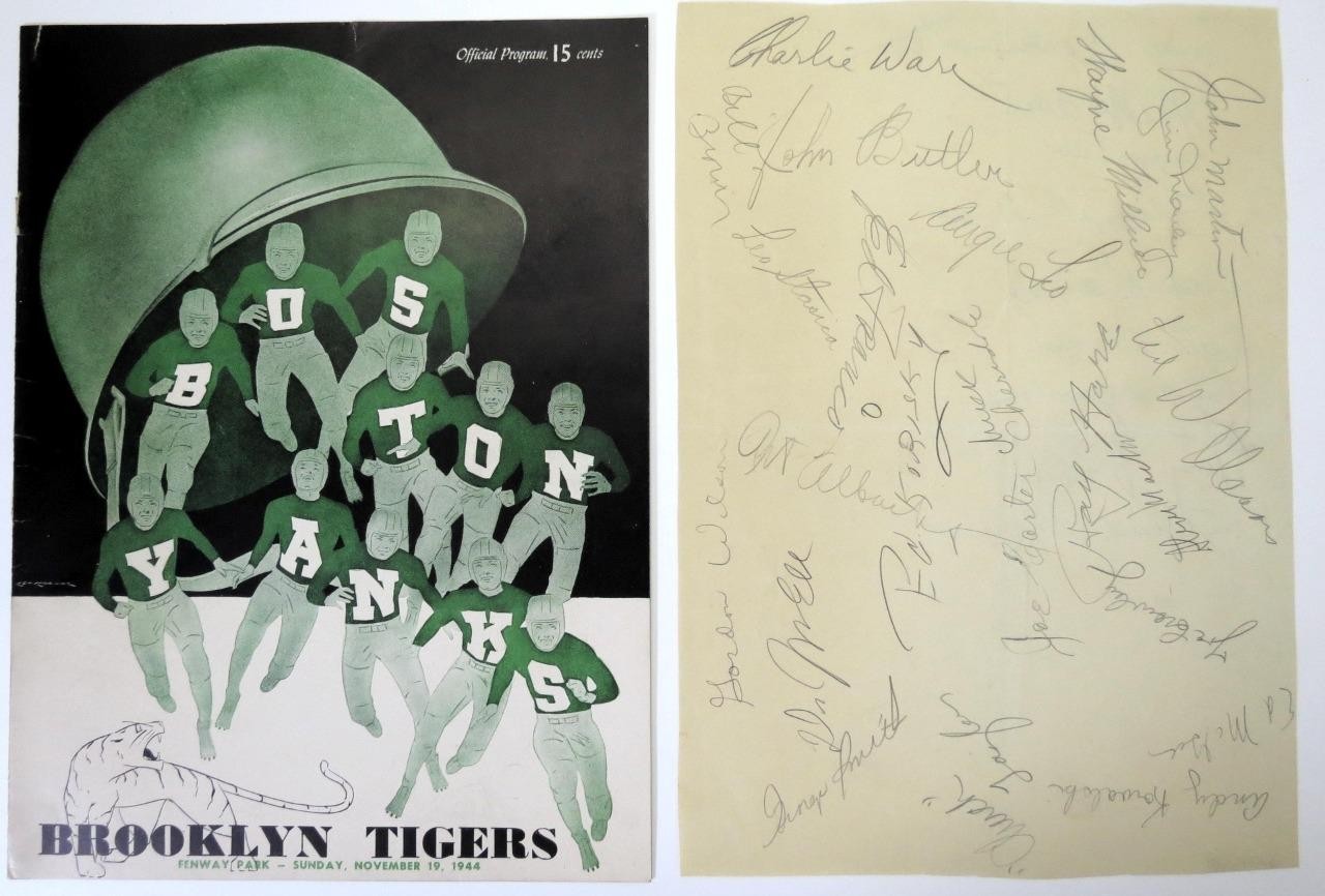 1944 Boston Yanks & Brooklyn Tigers NFL Team Signed Sheet 30 plus autographs + Wayne Millner