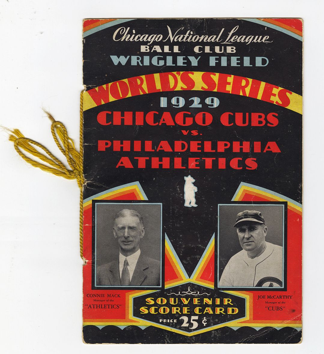 1929 WORLD SERIES PROGRAM - Game 2 in Chicago Jimmie Foxx Monster Game A's vs. Cubs