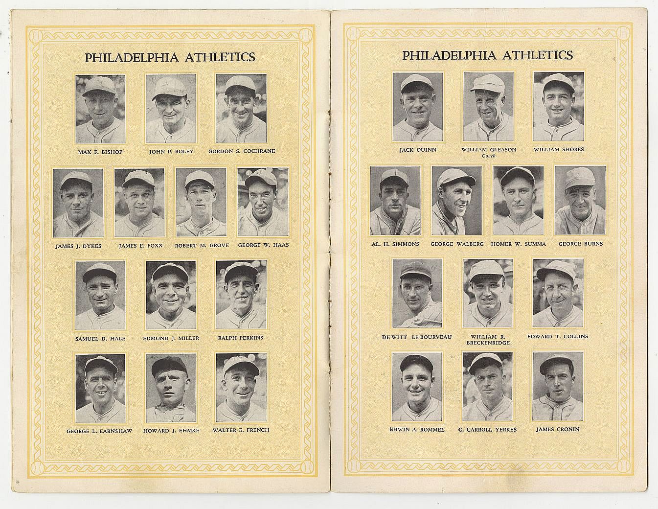 1929 WORLD SERIES PROGRAM - Game 2 in Chicago Jimmie Foxx Monster Game A's vs. Cubs