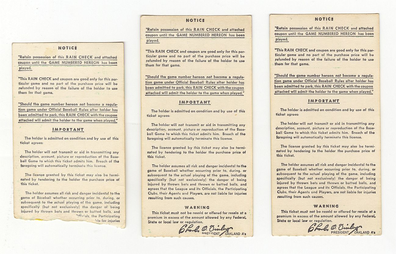 1973 ALCS Oakland A's Baltimore Orioles Playoff Ticket Stubs Games 3 - 4 - 5 Lot