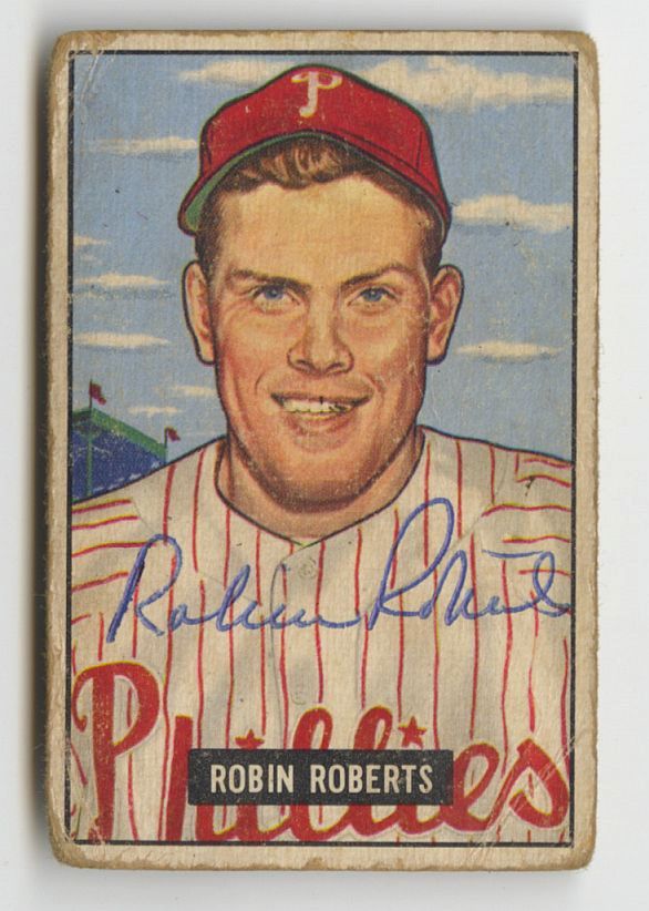 1951 Bowman Robin Roberts #3 Signed Autographed Baseball Card Phillies