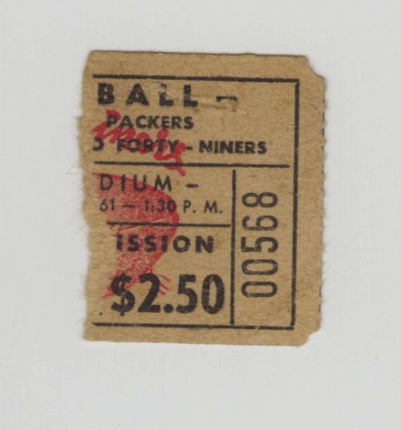 1961 SAN FRANCISCO 49ERS vs GREEN BAY PACKERS ticket stub 12/10/61 Brodie/Starr