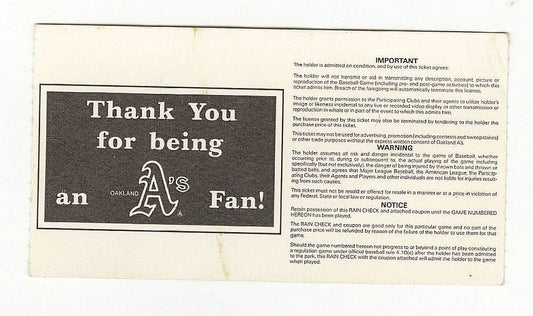 1991 Oakland A's vs Baltimore Orioles Ticket Stub Historic No Hitter 7/13/1991