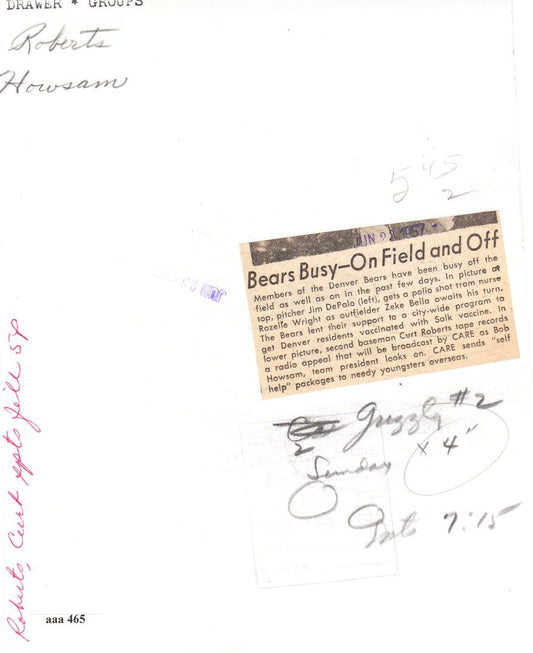 Curt Roberts (First Black Pirate) & Bob Howsam Denver Bears original 1957 photo