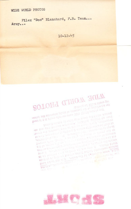 Heisman Winner - Felix Doc Blanchard Army Heisman Winner 1945 Wide World Photo