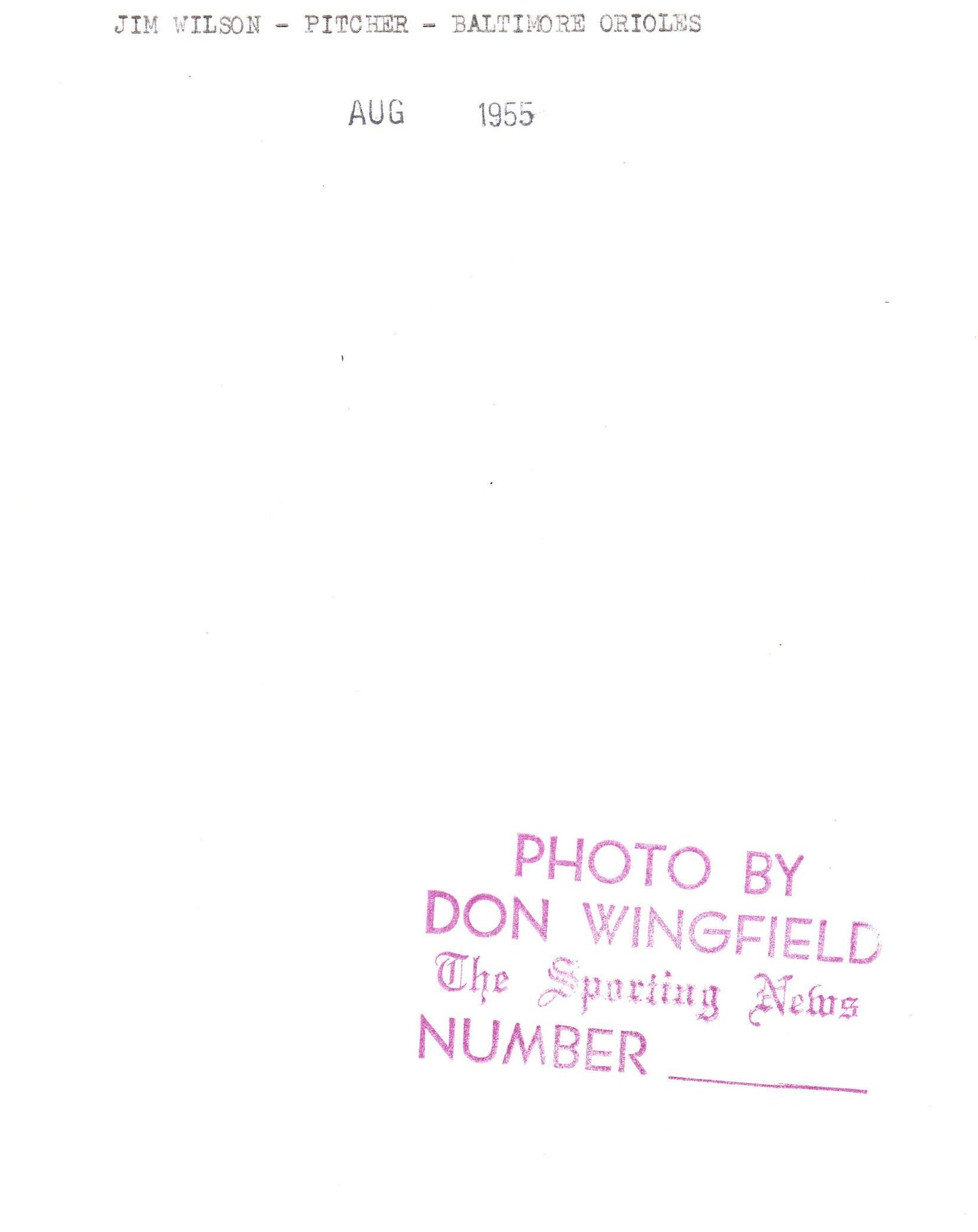 Jim Wilson 1955 Orioles Wingfield original photo