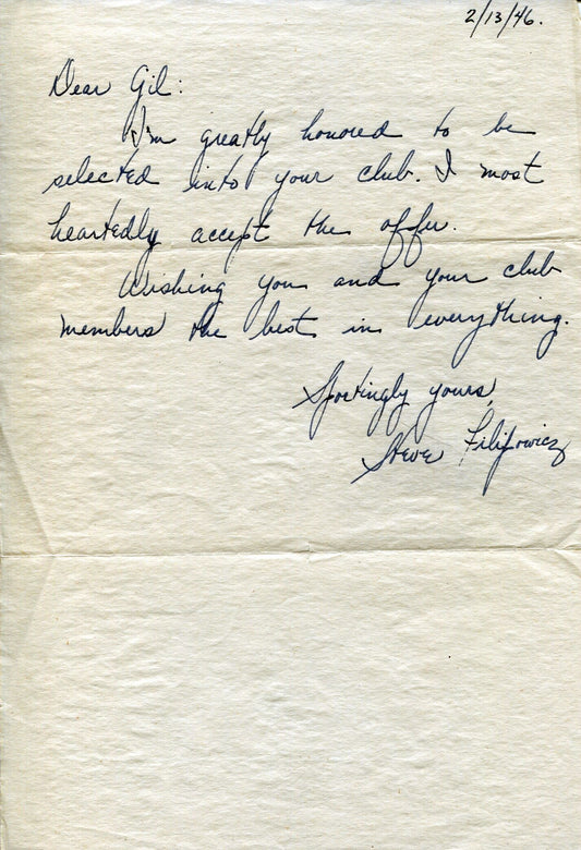 Steve Filipowicz NY Giants signed letter D. 1975