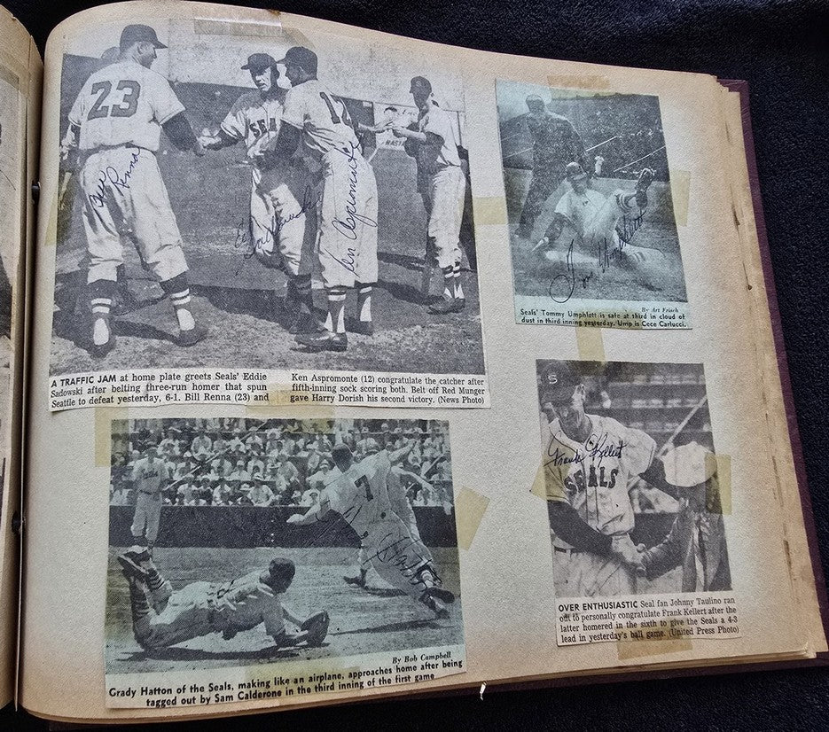 1950s Pacific Coast League San Francisco Seals Scrapbook /w Approximately 300 Autographs 14 X Joe Gordon HOF