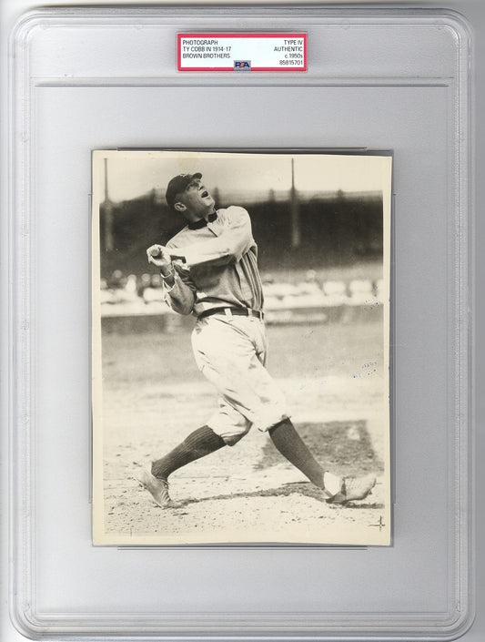1914-17 Ty Cobb Detroit Tigers G.O.A.T. Popping One out of the Park Original TYPE IV Photo PSA/DNA