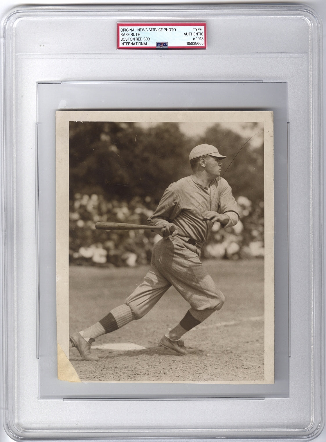 1918 Babe Ruth Boston Red Sox PSA Type 1 Original Batting Photograph Used for his 1927 Honey Boy Card & c.1918 M114 Premium - One of Only Three Known Type 1's PSA/DNA