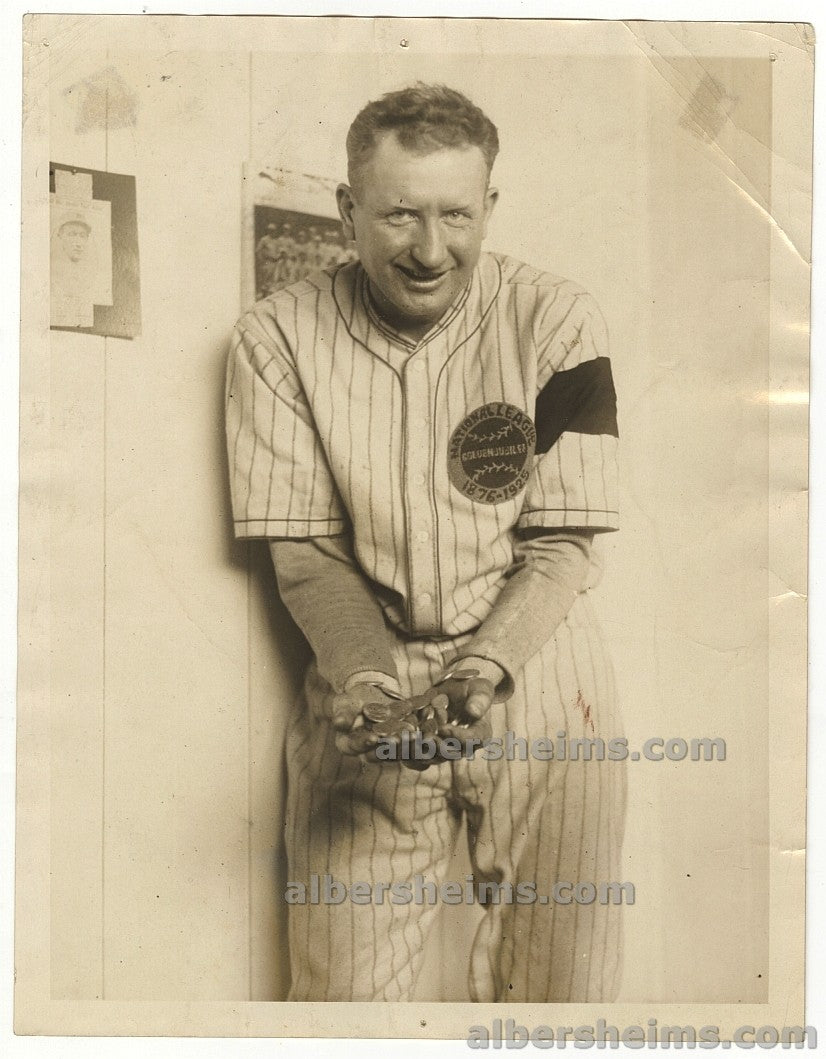 1925 Dazzy Vance Poses in Rare Brooklyn Dodgers Golden Jubilee Uniform w/ Ebbets Armband Original TYPE I Photo