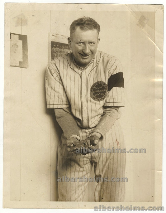 1925 Dazzy Vance Poses in Rare Brooklyn Dodgers Golden Jubilee Uniform w/ Ebbets Armband Original TYPE I Photo