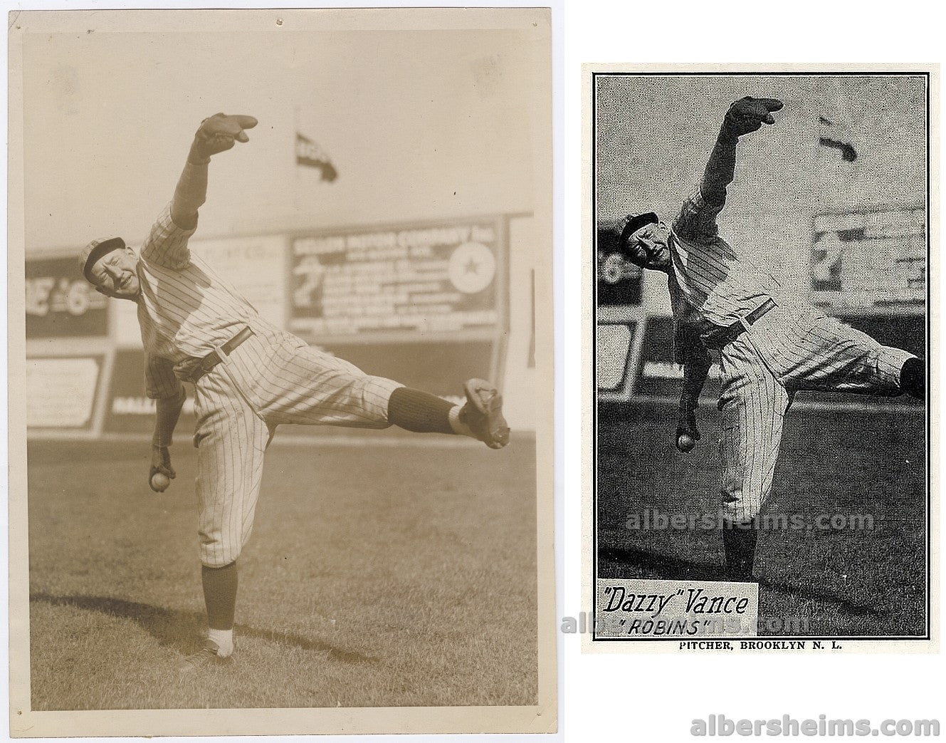 1924 Dazzy Vance Original TYPE I Photo Imaged Used for 1928 R315 Kashin Baseball Card