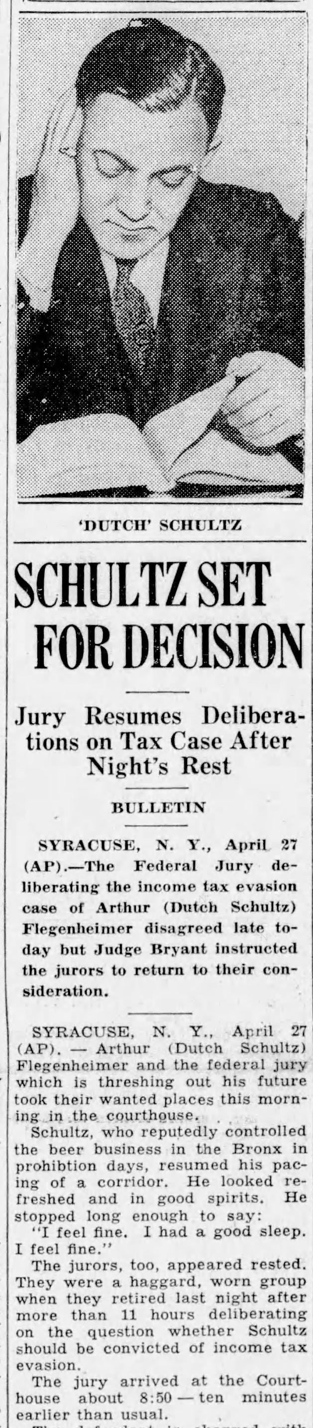 1935 Bootlegging King Mobster Dutch Schultz On Trial For Tax Evasion Original TYPE I Photo