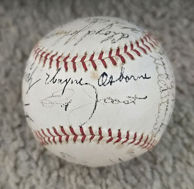 1936 San Francisco Mission Reds PCL Team Signed AUTO Baseball /w Harry Krause Chink Outen