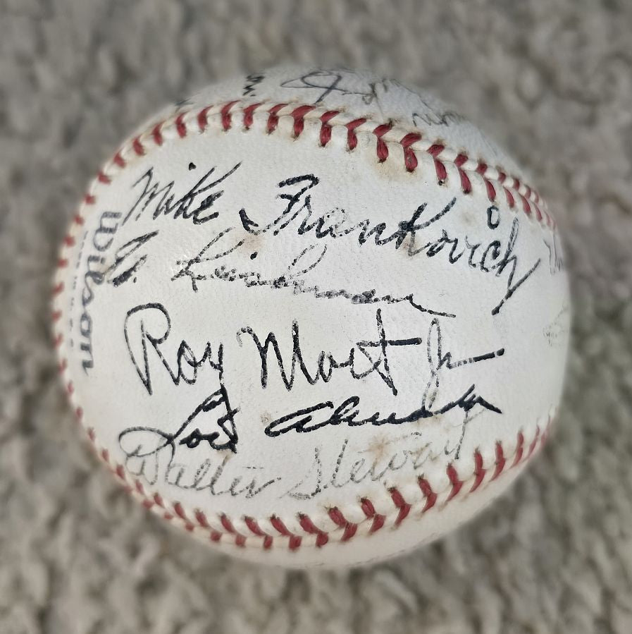 1936 San Francisco Mission Reds PCL Team Signed AUTO Baseball /w Harry Krause Chink Outen