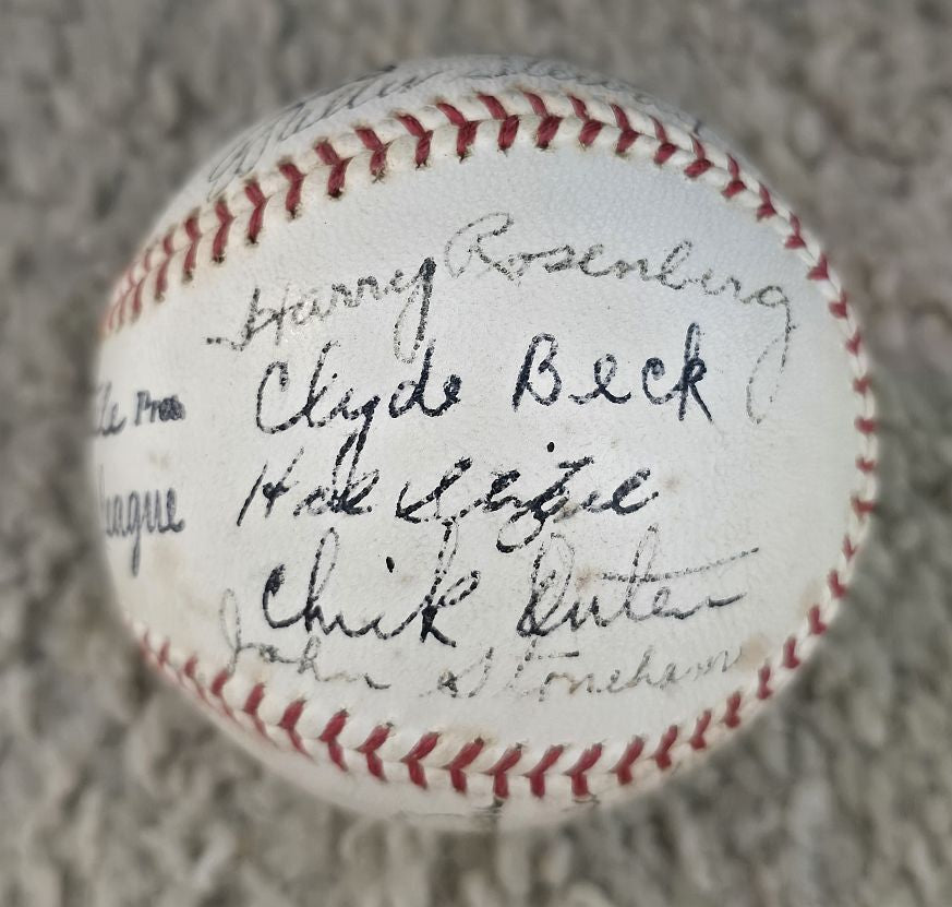 1936 San Francisco Mission Reds PCL Team Signed AUTO Baseball /w Harry Krause Chink Outen