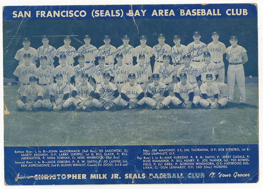 1956 San Francisco Seals Team Signed Autographed Photo Christopher Dairy Farms