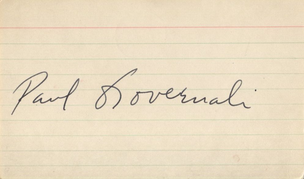 Paul Governali signed 3x5 card NY Giants - Boston Yanks D. 1978