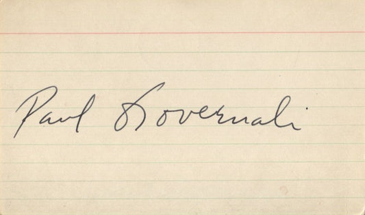 Paul Governali signed 3x5 card NY Giants - Boston Yanks D. 1978