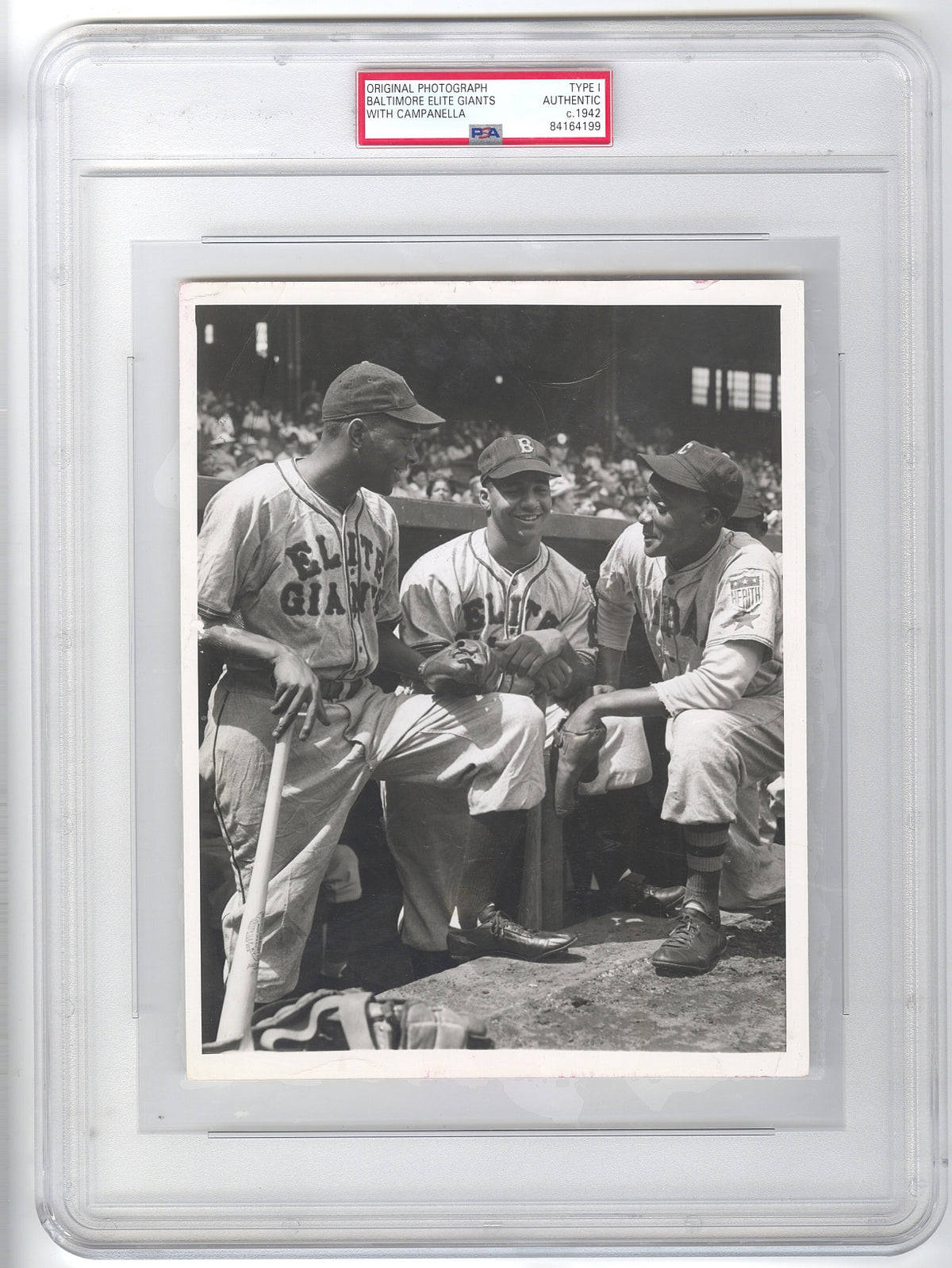 1942 Baltimore Elite Giants Negro League Roy Campanella – Sam Hughes – Wild Bill Wright Original TYPE I Photo PSA/DNA