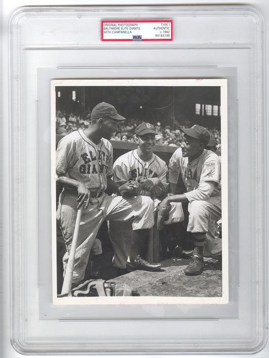 1942 Baltimore Elite Giants Negro League Roy Campanella – Sam Hughes – Wild Bill Wright Original TYPE I Photo PSA/DNA