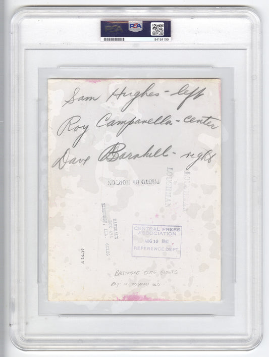 1942 Baltimore Elite Giants Negro League Roy Campanella – Sam Hughes – Wild Bill Wright Original TYPE I Photo PSA/DNA