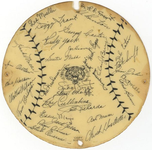 1945 World Series Detroit Tigers vs Chicago Cubs Celluloid Disc with Facsimile Signatures
