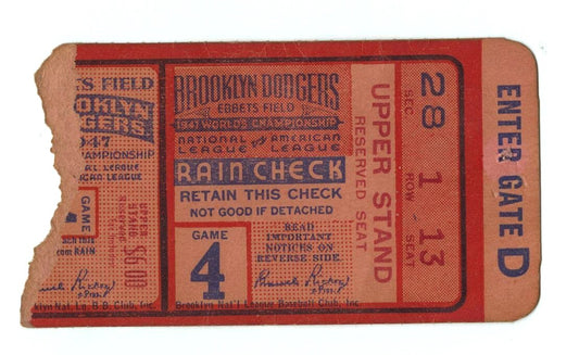 1947 World Series Dodgers Yankees Game 4 Ticket Stub LAVAGETTO BREAKS UP NO HITTER