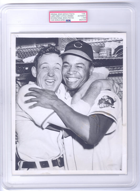 1948 Larry Doby & Steve Gromek “The Embrace” Iconic Image Original TYPE I Photo PSA/DNA