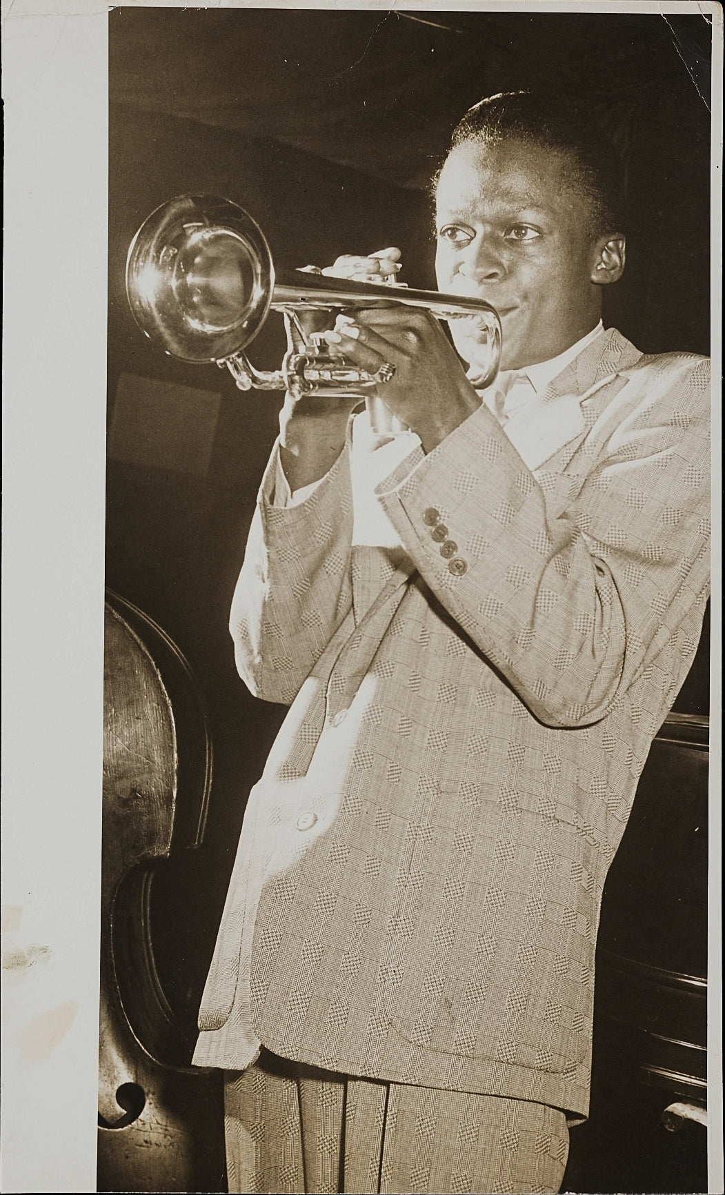 HISTORICALLY SIGNIFICANT 1949 Mile Davis Playing Birdland Original Double Weight Silver Gelatin TYPE I Photo by Popsie PSA/DNA