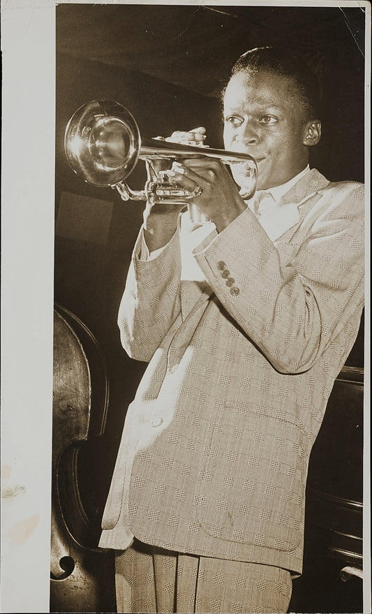HISTORICALLY SIGNIFICANT 1949 Mile Davis Playing Birdland Original Double Weight Silver Gelatin TYPE I Photo by Popsie PSA/DNA