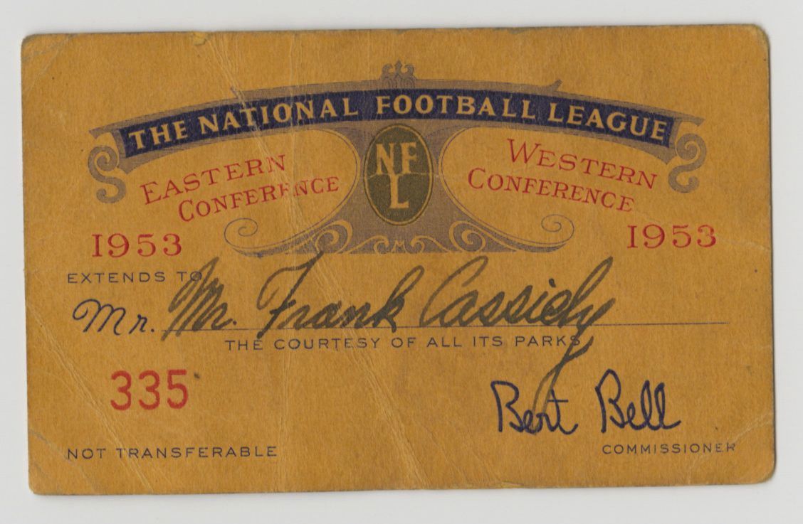 1953 NFL Season Pass Ticket Otto Graham MVP - Chuck Noll – Big Daddy Lipscomb Debuts