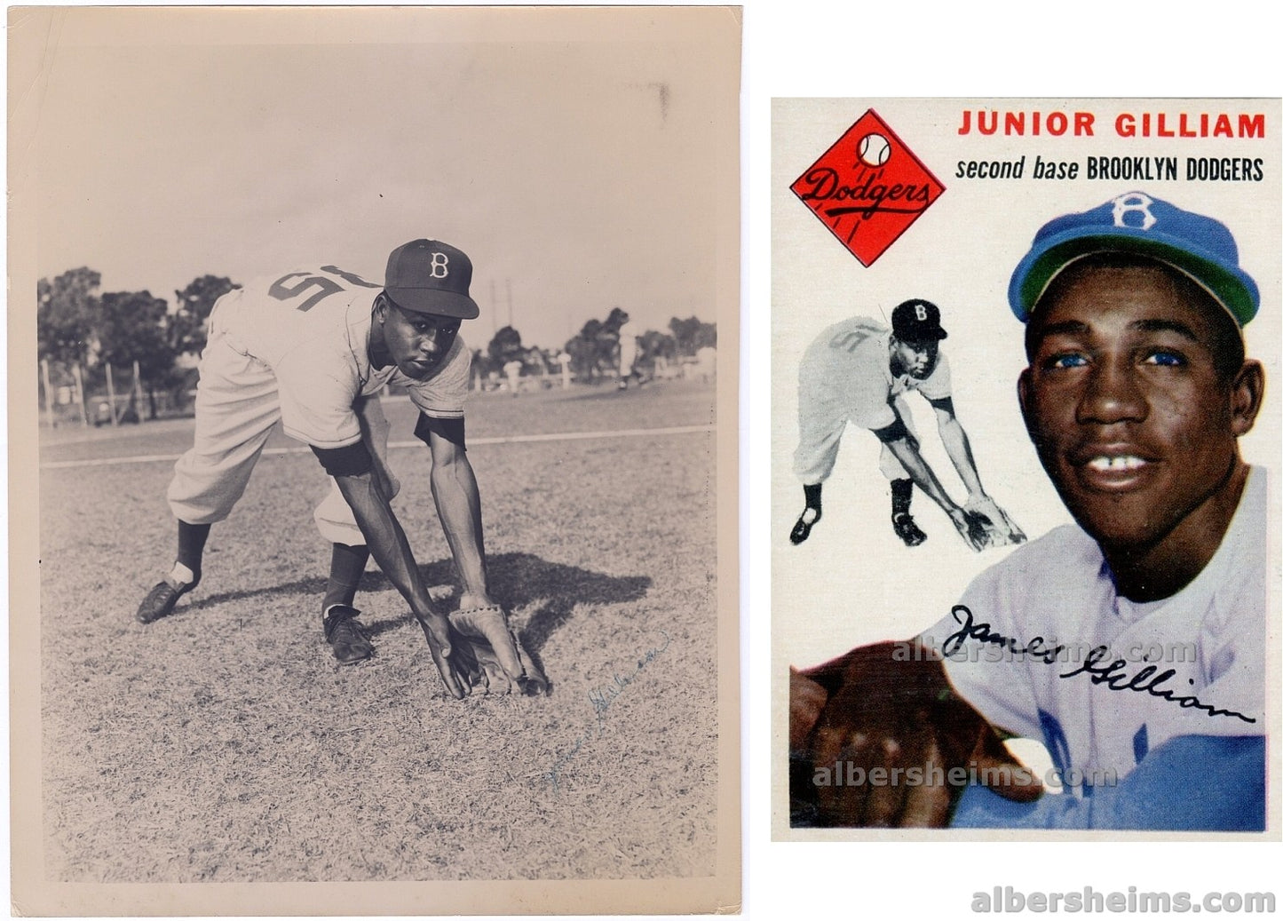 1953Topps Jim Gilliam Baseball Card Image Original TYPE I Photo PSA/DNA LOA