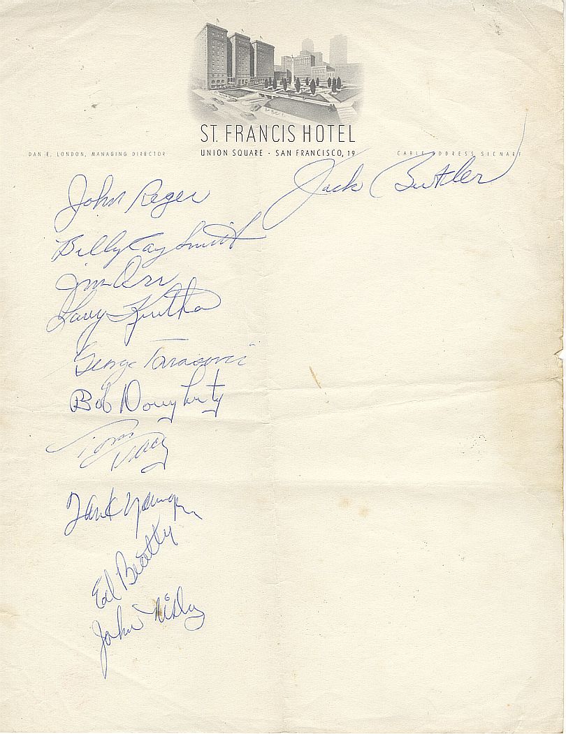 1958 Pittsburgh Steelers Team Signed AUTO Sheet /w Jack Butler Tank Younger