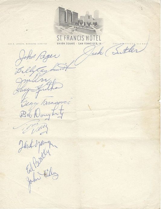 1958 Pittsburgh Steelers Team Signed AUTO Sheet /w Jack Butler Tank Younger