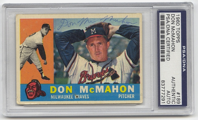 1960 Topps #189 Don McMahon Signed AUTO Baseball Card PSA/DNA