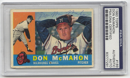 1960 Topps #189 Don McMahon Signed AUTO Baseball Card PSA/DNA